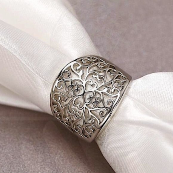 STERLING SILVER FLOWER HOLLOW VINTAGE RING - Picture 5 of 8